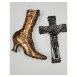 Metal Boot 11" high &  Metal Cross 11" high