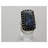 925 Silver Labradorite Ring Sz 9.5