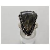 925 Silver Labradorite Ring Sz 10
