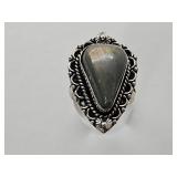 925 Silver Labradorite Ring Sz 8