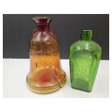 KLM Amber Glass Bell  & Wheaton Elixir Bottles