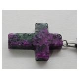 Purple & Green Zoisite Cross Necklace