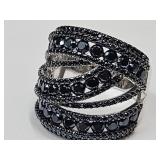 JTV Sterling 925 Black Spinel Ring Sz. 8