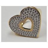 925 Silver? Gold Tone Heart Ring Sz. 6