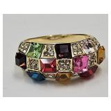 JTV Goldtone Multi Colored Stone Ring Sz. 8