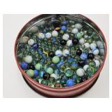 Lot of Marbles in VTG Tin