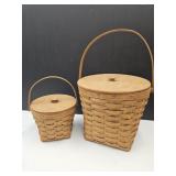 2 Longaberger Baskets 1986  12 x 10 h & 8.5 x 6.5