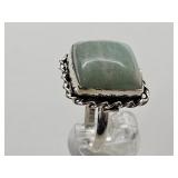 925 Silver Blue Agate Ring Sz 61/2