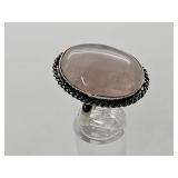 925 Silver Rose Quartz Ring Sz 91/2