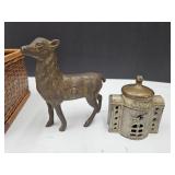 Cast Iron Coin Banks Dome & Animal See Pics