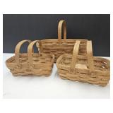 Longaberger Baskets Lot of 3 Up to 14.5" Long