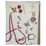 Costume Jewelry Peacock Brooch, Frog, Turtle +