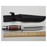 New 10" Wood Handle Survival Knife w Sheath