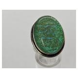 925 Silver Diachoric Glass Ring Sz 9