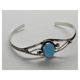 925 Silver Light Blue Agate Bracelet