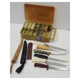 10"Box w Some Tackle See Pics& Fish Fillet Knives