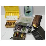 Fishing Boxes,  Worms, Jigs, Garcia Rod Holder +