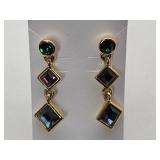 Golt Tone Jeweled Earrings