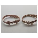 Gold Over Jewelers Bronze CZ Leather Bracelet