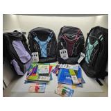 4 NWT 16" Back Pack w School Supplies