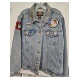 Harley Davidson Jean Jacket 1W, Pins,Buttons, Pat
