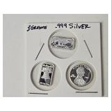 3 Grams .999 Fine Silver