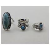 NEW Silver Plated Turquoise Rings Sz 5 & 6