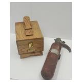 VTG  Extinguisher & Griffin Shoe Shine Box w Cont