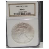 1994 Graded Silver Eagle Dollar Coin MS 69