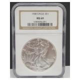1988 Graded Silver Eagle Dollar Coin MS 69