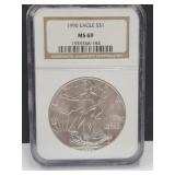 1990 Graded Silver Eagle Dollar Coin MS 69