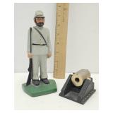 Cast Iron Soldier  7 1/2" h & Cannon