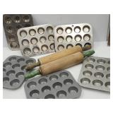Primitive Rolling Pins &  Muffin Pans