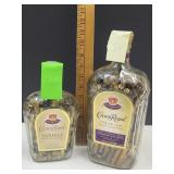 2  Crown Royal Bottles w 9MM & 308  Brass For Relo