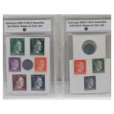 German WWII 3rd Reich Coin & Stamp Set
