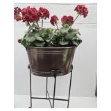 Flower Planter Bucket on Wrought Iron BAse 22"x29"