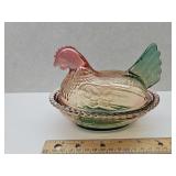 New NOT Vintage Glass Hen on a Nest 7"