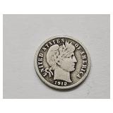 1912 Silver Barber Dime Coin