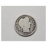 1906 D Silver Barber Dime Coin