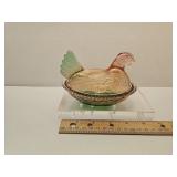 New NOT VINTAGE Glass 4" Hen on a Nest