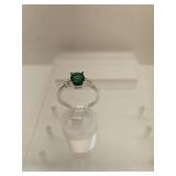 New 925 Silver Emerald Ring Sz 8