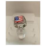 New 925 Silver Flag Ring Sz 11