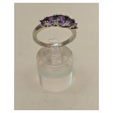 New 925 Silver Amethyst Ring Sz 9