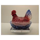 New NOT VINTAGE Thick Glass 7" Hen on a Nest