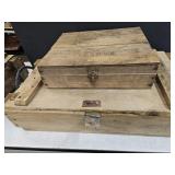 Wood Ammo Explosives Box, 26"x14"x7"H & France 14"
