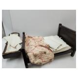 2 Antique Doll Beds with Bedding  23 & 26" L