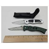 2 Pocket Knives,Green Beret, One w/Sheath