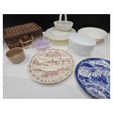 Pedestal Cake Plate, Lattice Basket, VTG Dishes+