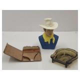 VTG  Horsehoe Ashtray, Lighter / Cigarette Case +