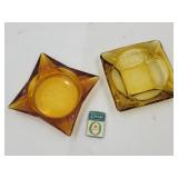 VTG Amber Glass Ashtrays & Continetal Lighter